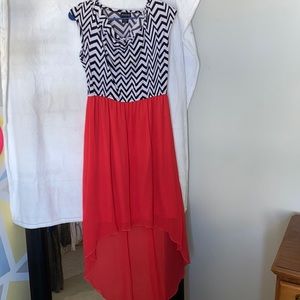 NWOT CHEVRON RED HIGH LOW DRESS